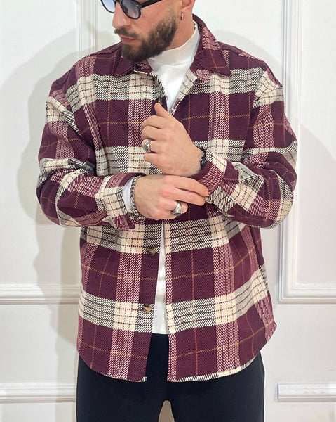 Camicia flanella scozzese bordeaux