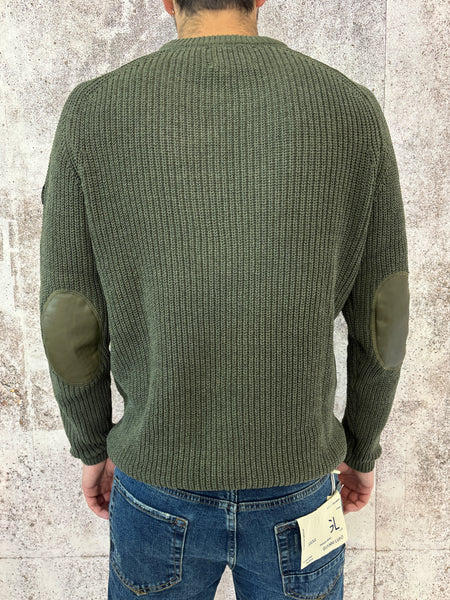 Maglione costine militare con toppe