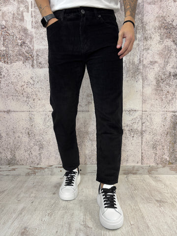 Pantalone velluto nero mod. Cooper