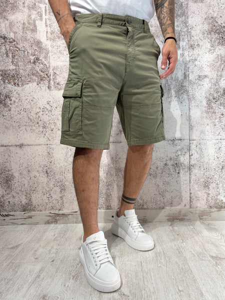 Military green cargo shorts