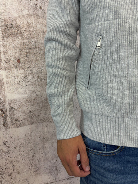 Maglione full zip grigio