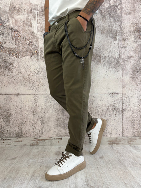 Pantalone pince verde militare