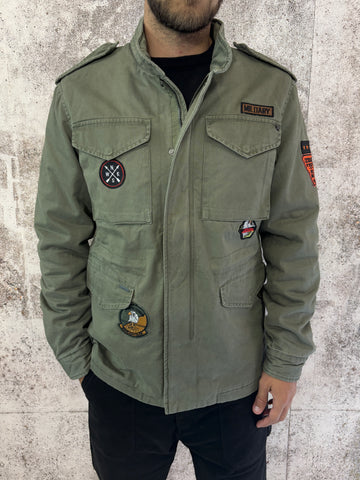 Field jacket militare con patch