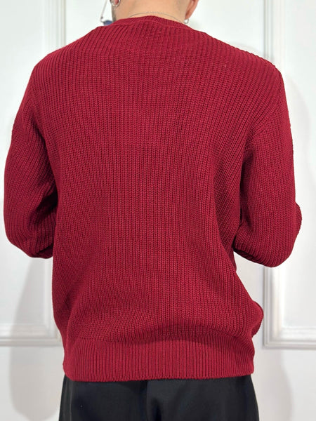 Maglione paricollo costa inglese bordeaux