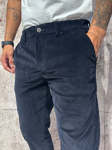 Pantalone chino velluto blu Tahoma