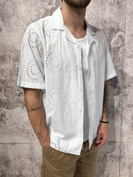 Camicia m/m bianca ricamata