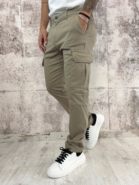 Pantalone cargo beige
