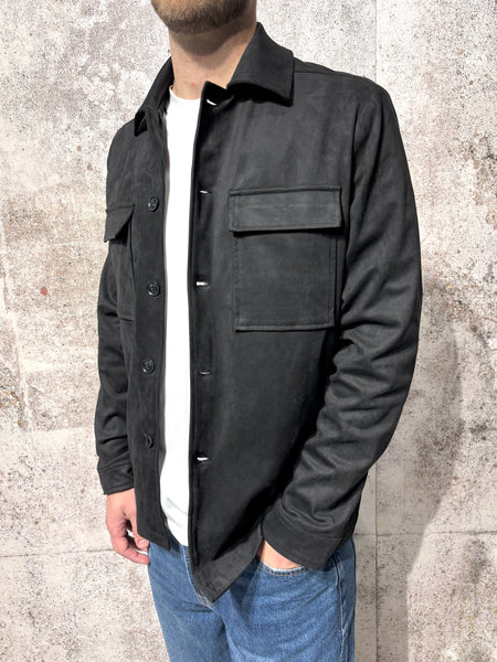 Black suede trucker jacket