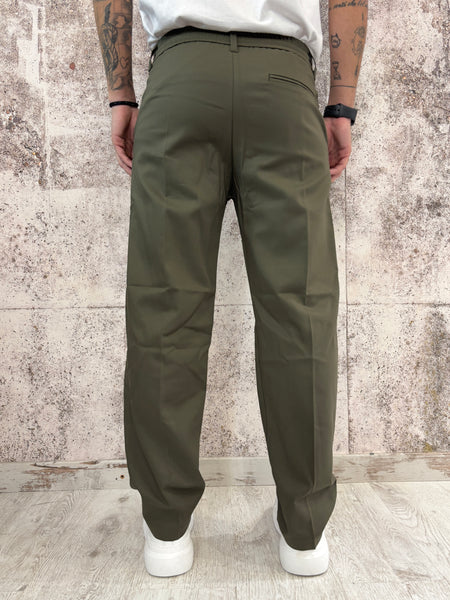 Pantalaccio cotone palazzo col. Verde militare