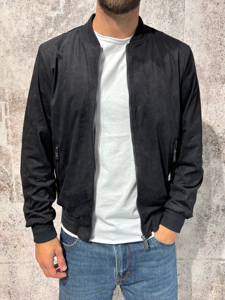 Giubbino bomber scamosciato nero GL971