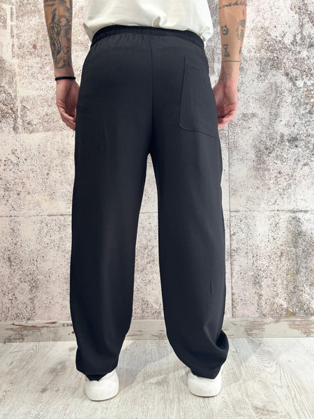 Pantalaccio palazzo nero misto lino
