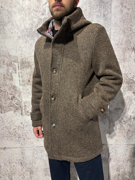 Cappotto mod. parka lana tabacco