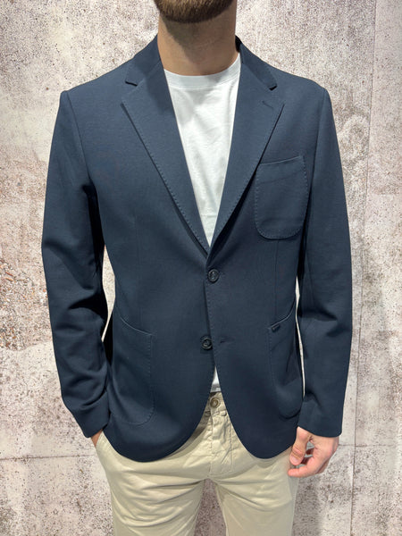 Giacca monopetto jersey blu notte