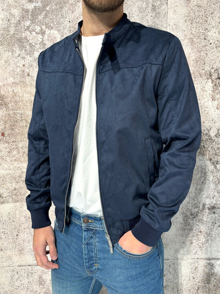 Biker ecopelle scamosciato blu