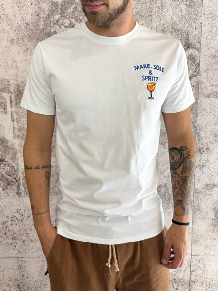 T-Shirt bianca Mare sole e Spritz
