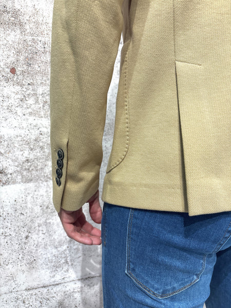 Giacca monopetto jacquard camel
