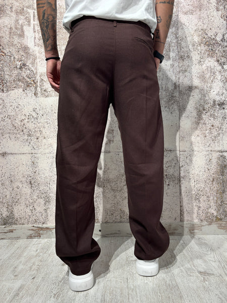 Pantalone palazzo cioccolato misto lino