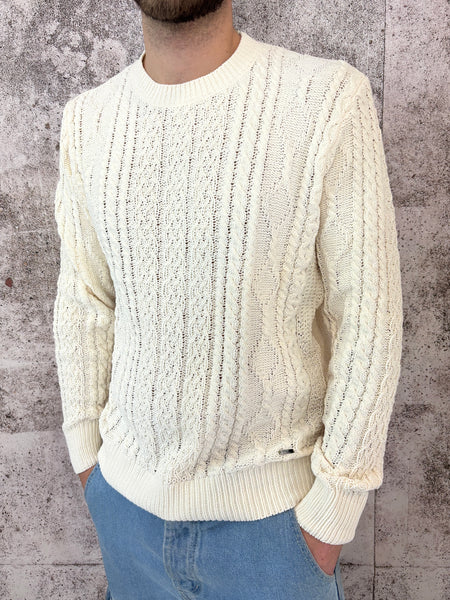 Maglione ciniglia trecce panna