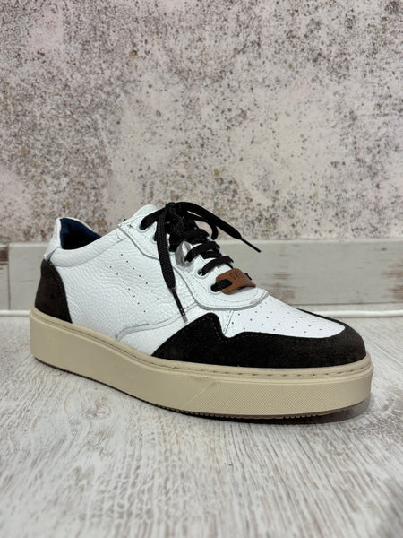 Sneakers pelle bianca/moro