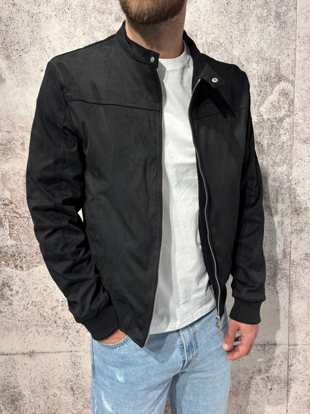 Biker ecopelle scamosciato nero