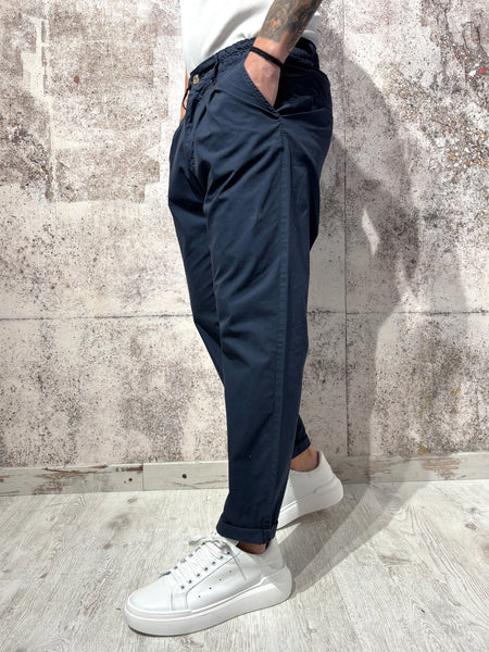 Pantalone blu doppia pinces