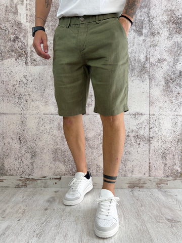 Bermuda chino lino verde