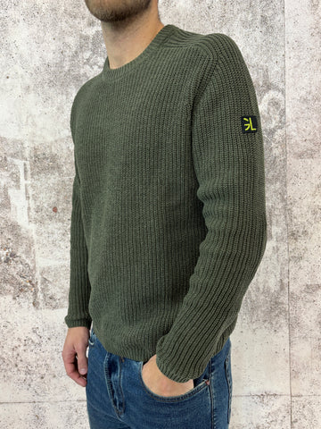 Maglione costine militare con toppe
