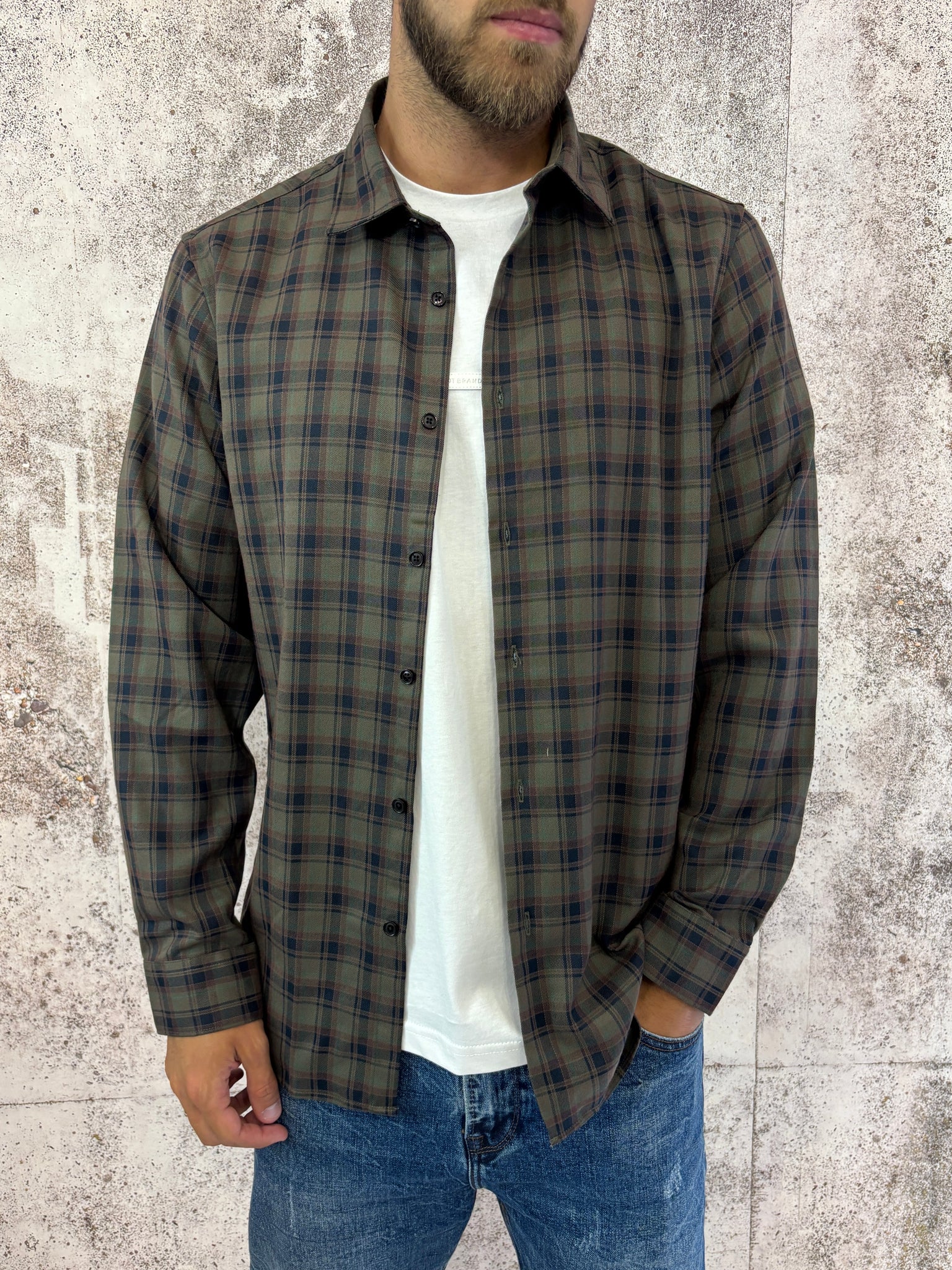 Camicia scozzese verde/nera/marrone