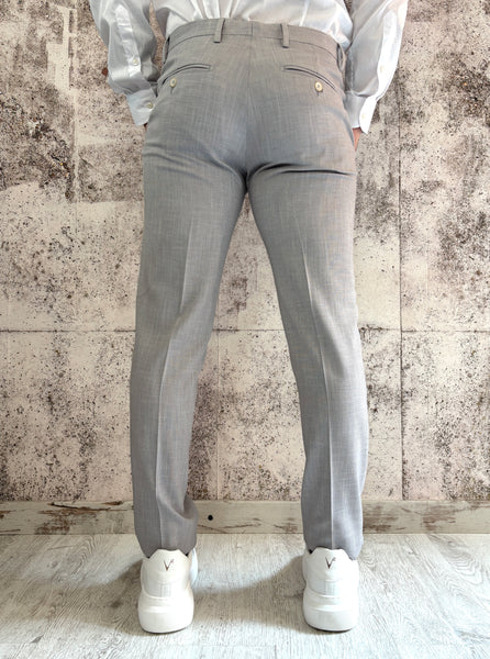 Abito monopetto grigio tessuto fiammato