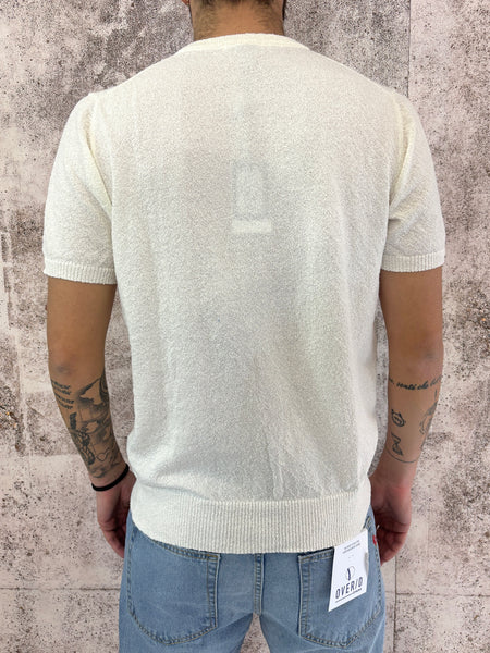 T-Shirt in maglia boucle' panna