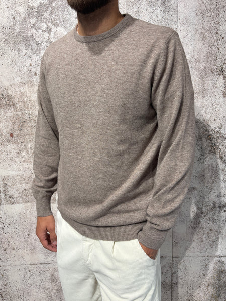 Maglione girocollo tortora misto cashmere