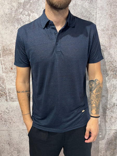 Polo lino blu