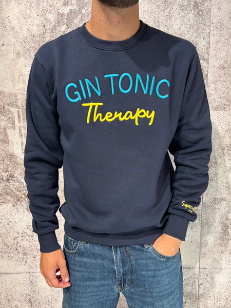 Felpa girocollo blu Gin tonic Therapy