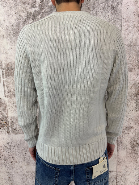 Maglione ghiaccio trecce e ricami