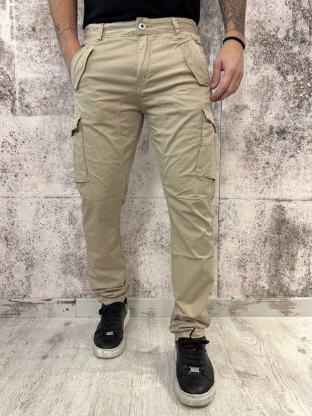 Pantalone cargo beige