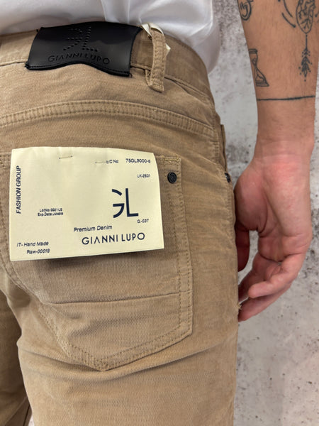 Pantalone velluto tramato beige