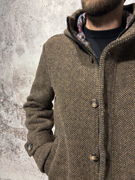 Cappotto mod. parka lana tabacco
