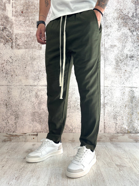 Pantalaccio misto lino verdone