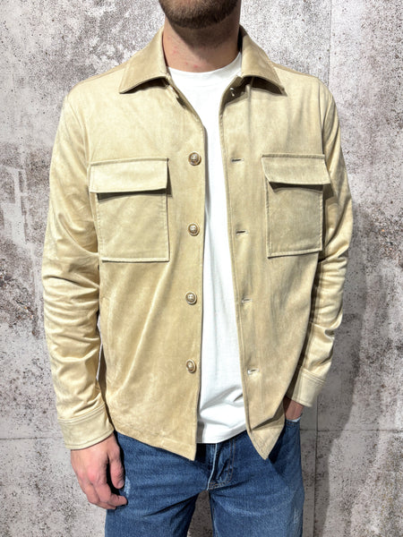 Giacca trucker scamosciata beige