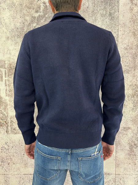 Maglione full zip blu