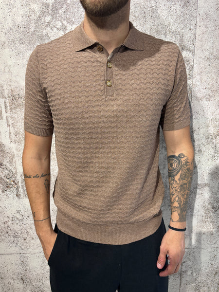 Polo in maglia lavorata cacao