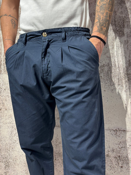 Pantalone blu doppia pinces