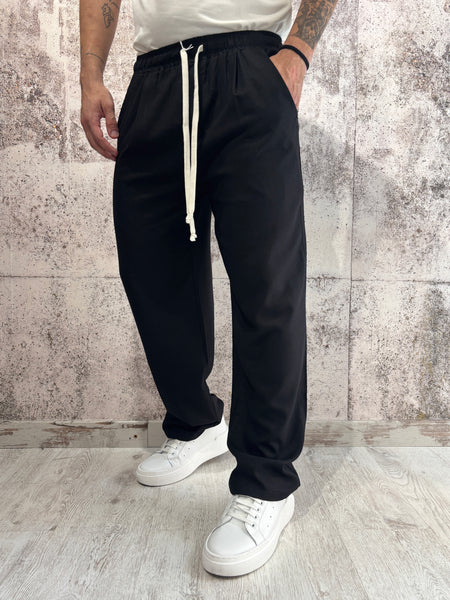 Pantalaccio palazzo nero misto lino