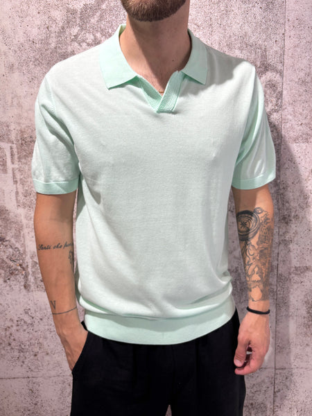Polo in maglia giada collo derby