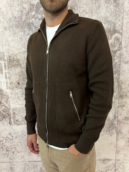 Maglione full zip coffee