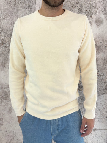 Maglione girocollo crema spugna