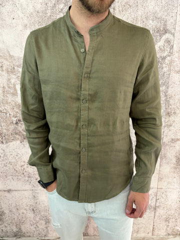 Camicia coreana lino militare