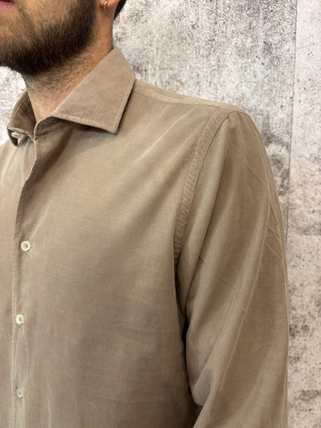 Camicia velluto camel micro costine