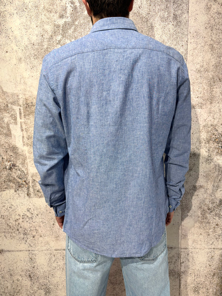 Camicia Lino/Cotone blu