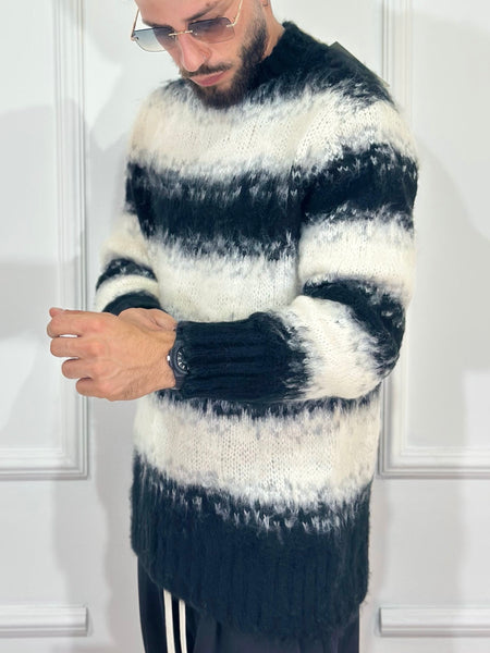 Maglione boucle bianco/nero